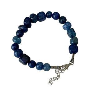 Blue Beaded Bracelet with Silver Clasp